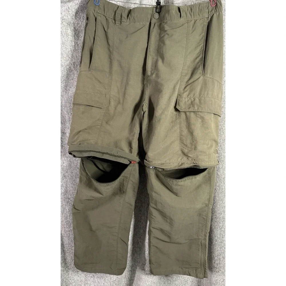 The North Face Mens Convertible Hiking Pants Green Sz 36 Zip Off Shorts